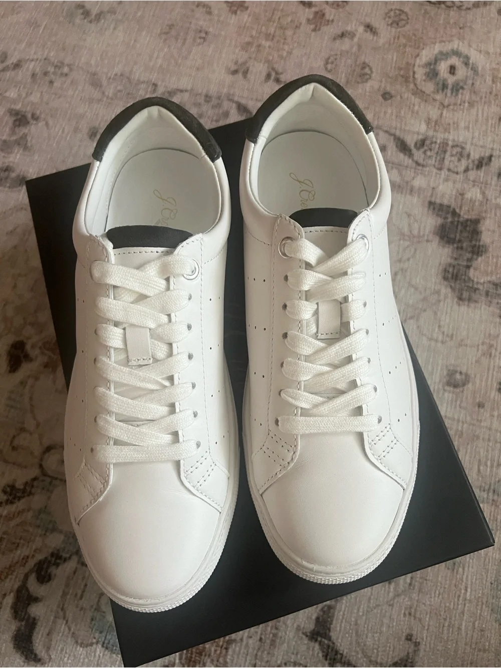 J. Crew Saturday Leather Sneakers with Suede Dark Slate Heel Tab
